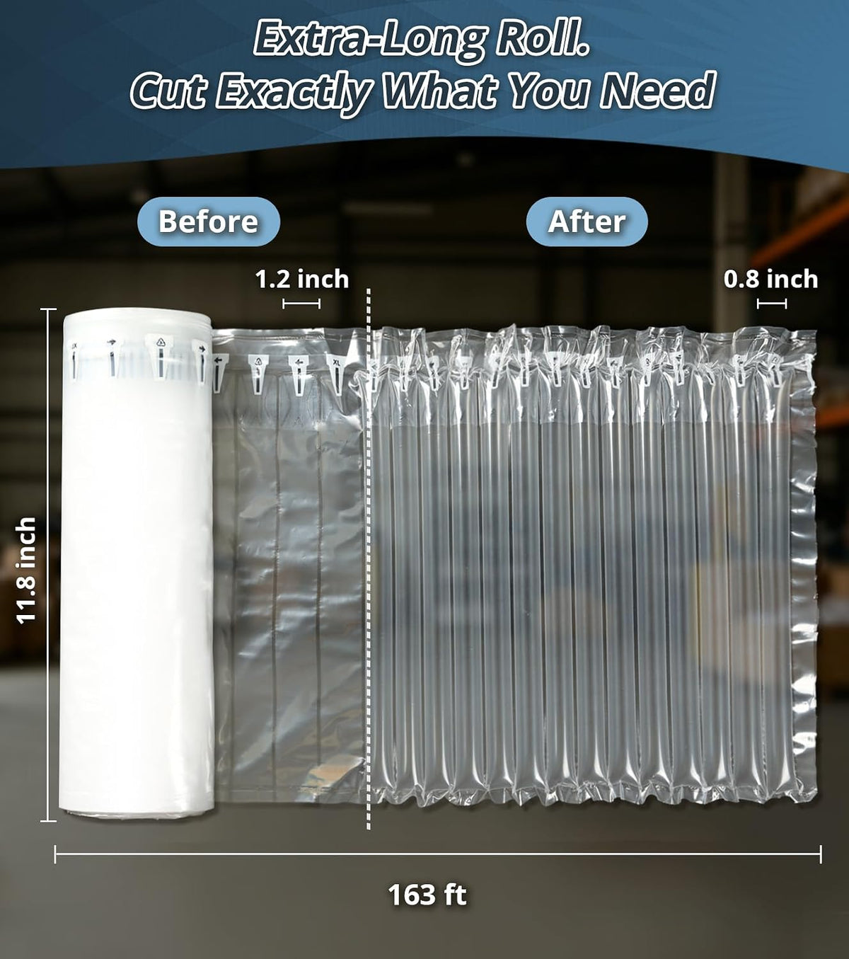 Bubble Cushioning Wrap Air Pillows for Shipping 11.8"x164' /Pump