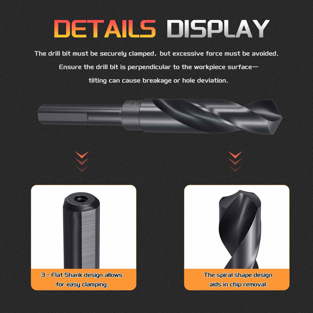 CoCud Drill Bit 20mm Diameter 1/2" Shank 3-Flat 4341 HSS