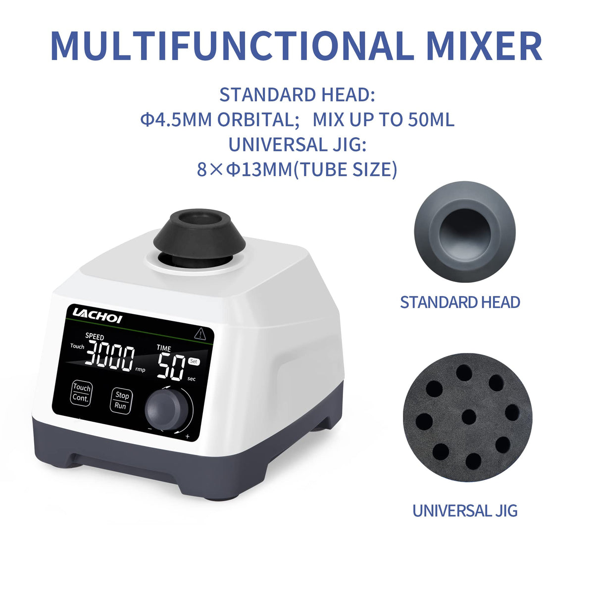Lab Vortex Mixer 100-3000rpm LCD Touch&Continuous Mode Vortex Mixer