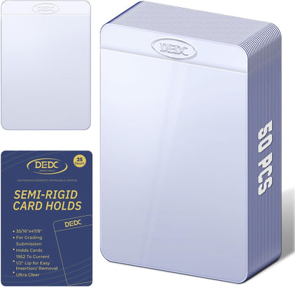50Pcs Semi Rigid Card Holder, Semi Rigid Card Sleeves 1/2 Lip Semi-Rigid Tall Card Holders Trading Card Sleeve for