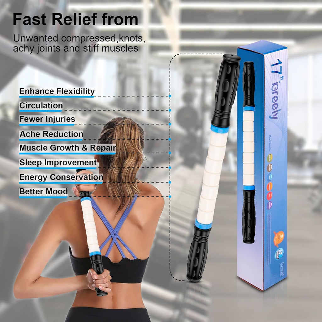 Premium Muscle Roller the Ultimate Massage Roller Stick 17 Inches Recommended By Physical Therapists Promotes