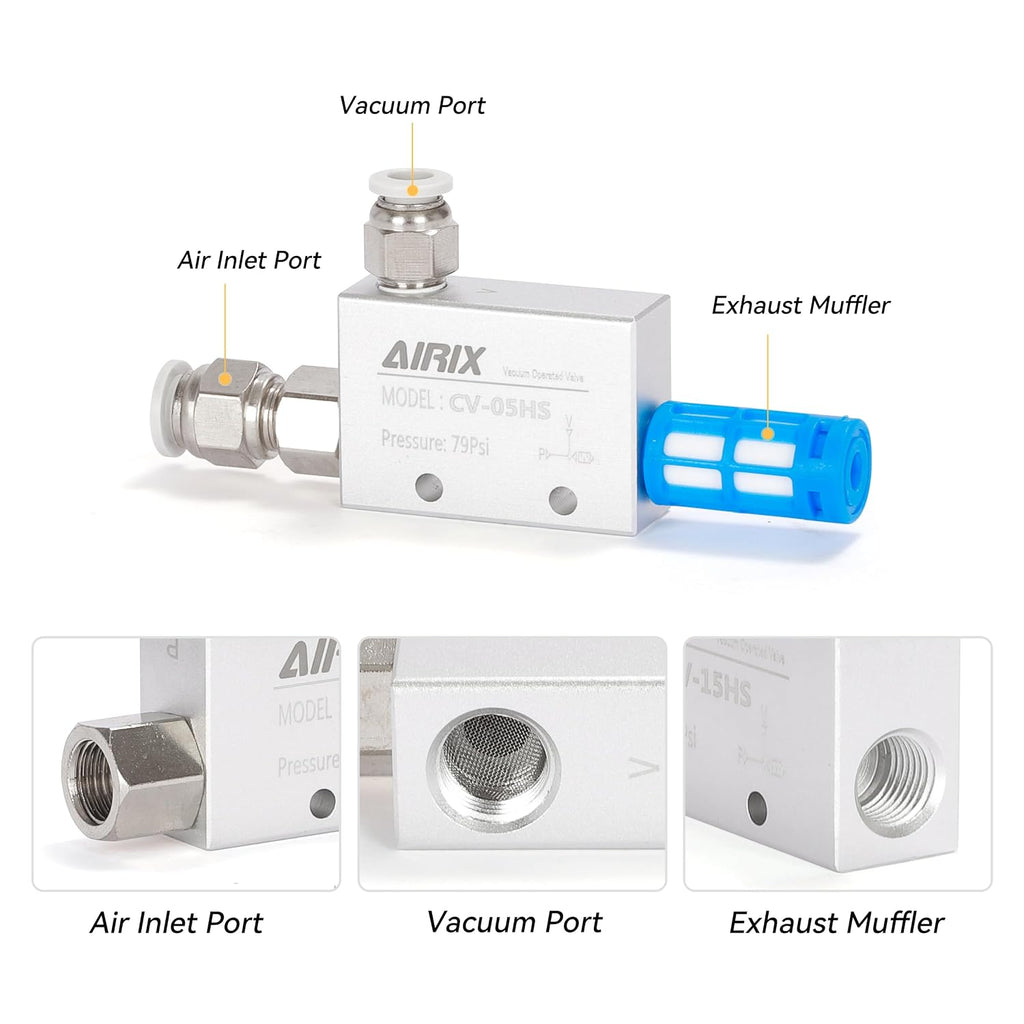 1/8" Vacuum Generator CV-05HS, Pneumatic Ejector with Silencer