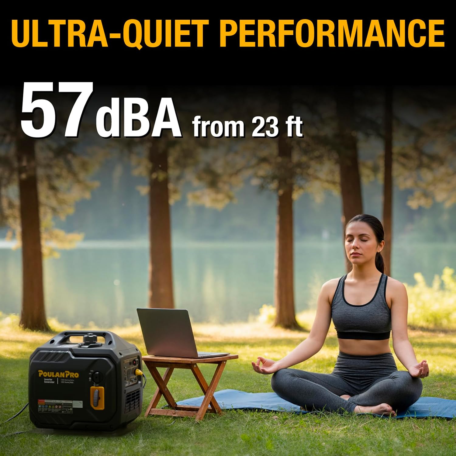 2300W Portable Inverter Generator, Quiet Gas Powered Generator for Home Backup, Camping & RV, with USB Ports, ECO