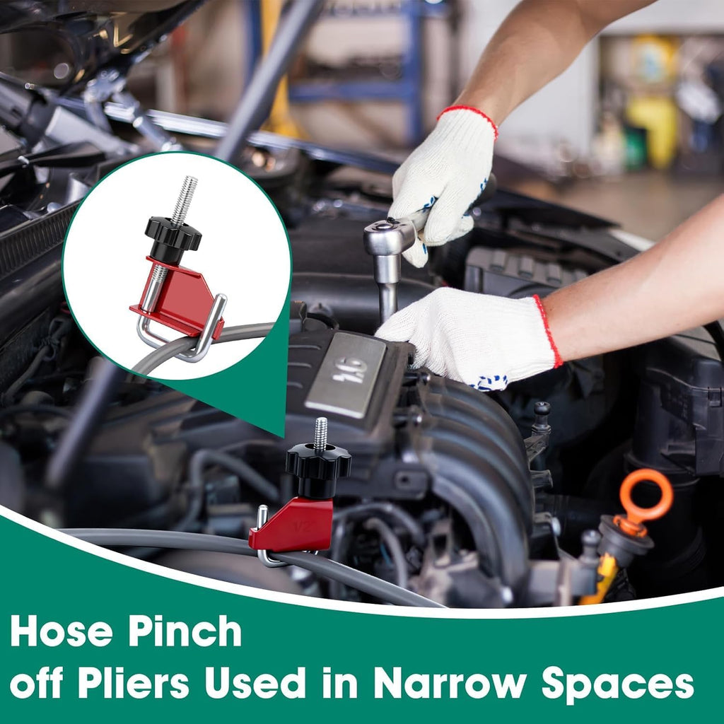 4 Piece Hose Pinch Off Pliers Flexible Hose Clamp Pliers, Brake Fuel Line Clamp Automotive without Damaging the Line