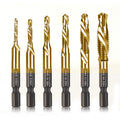 6 Packs Titanium Combination Drill & Taps Bit Set SAE 6-32nc 8-32nc 10-32nc 10-24nc 12-24nc 1/4-20nc.