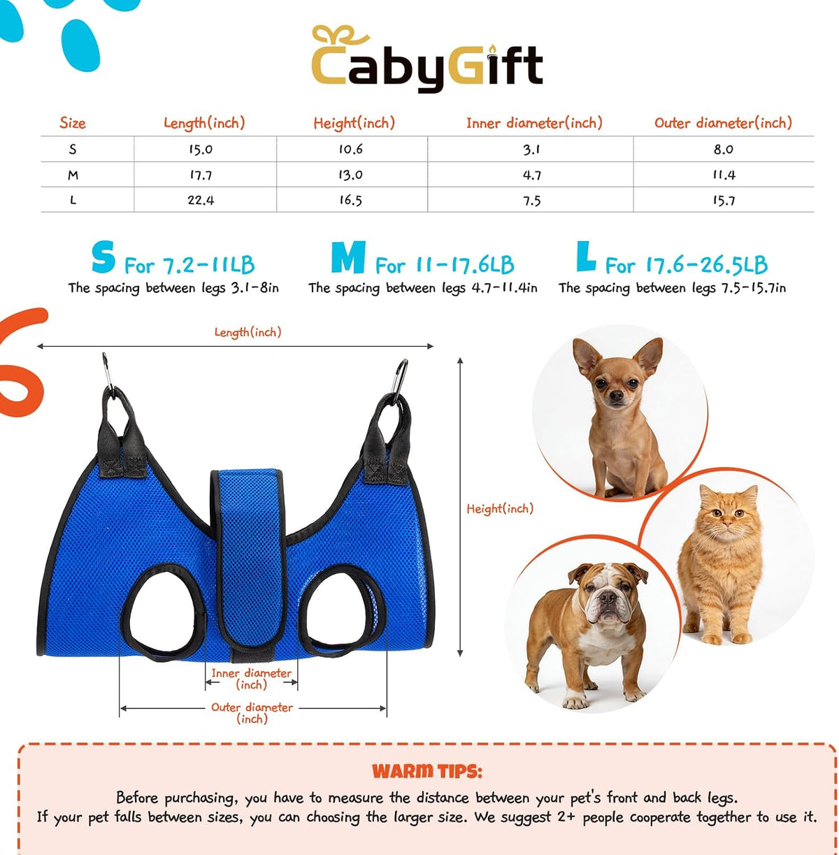 Dog Grooming Hammock Harness, Hanging Sling Restraint for Nail Clipping