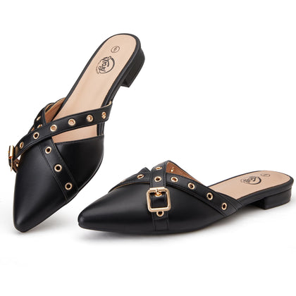 Mules for Women,Comfortable Pointed Toe Flats,Backless Loafers Slip-Ons Women's Clogs,Business Casual Fall Winter