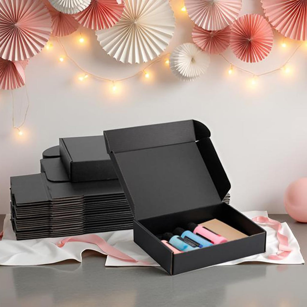 9x6x2 inch Black Shipping Boxes for Small Business- Set of 25