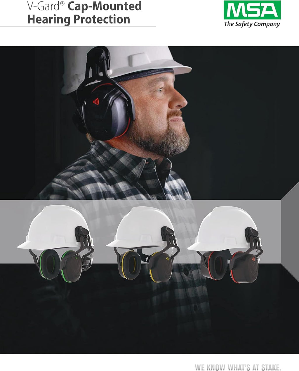V-Gard Helmet Ear Defenders - Enhanced Comfort Hearing Protection with Helmet Mount for V-Gard Cap Style Hard Hats