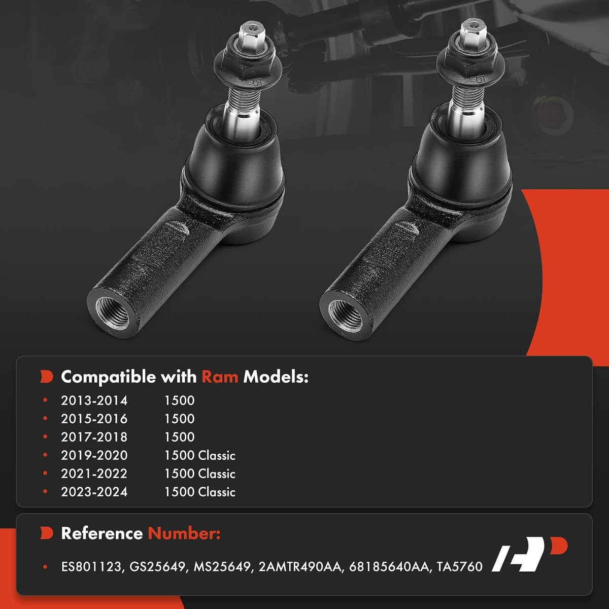 A-Premium Front Outer Tie Rod End, Compatible with Ram