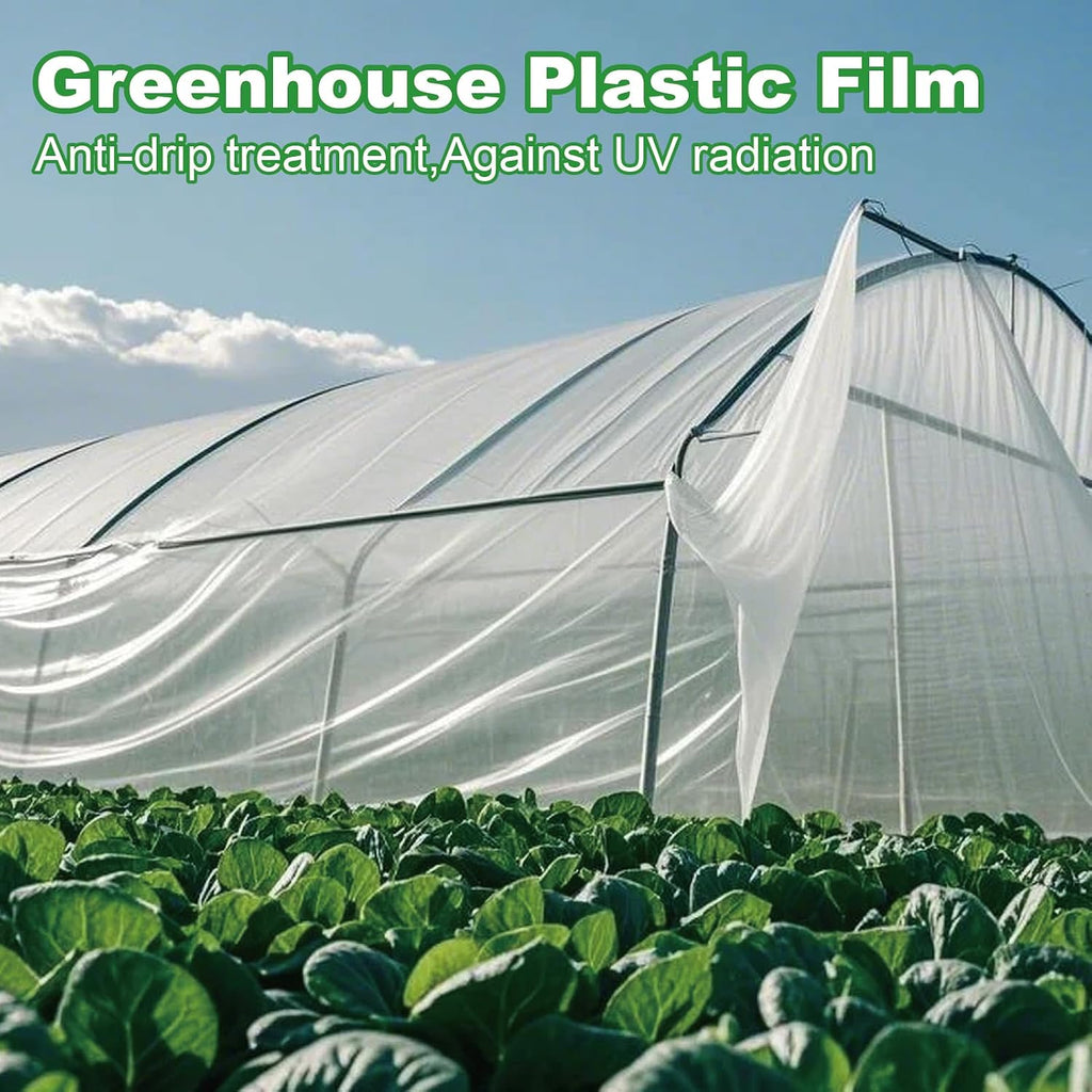Greenhouse Plastic Sheeting 12 x 25ft - 6 Mil Clear Polyethylene Film, UV Resistant & Anti-Drip Heavy Duty Plastic
