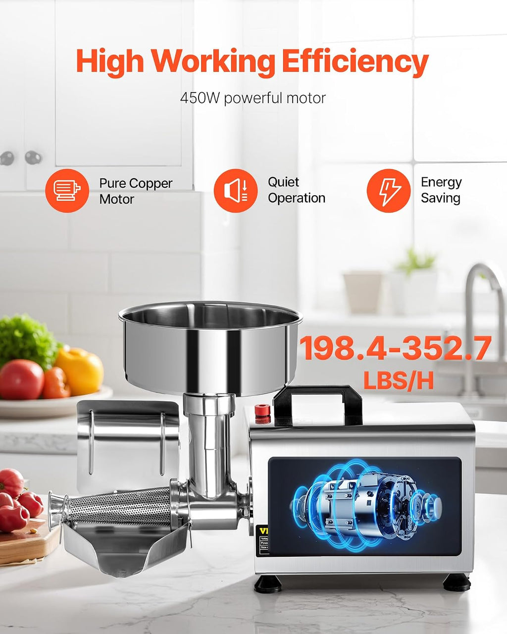 110V Electric Tomato Strainer 370W Commercial Grade Tomato Milling Machine Stainless Steel Tomato Press and Strainer