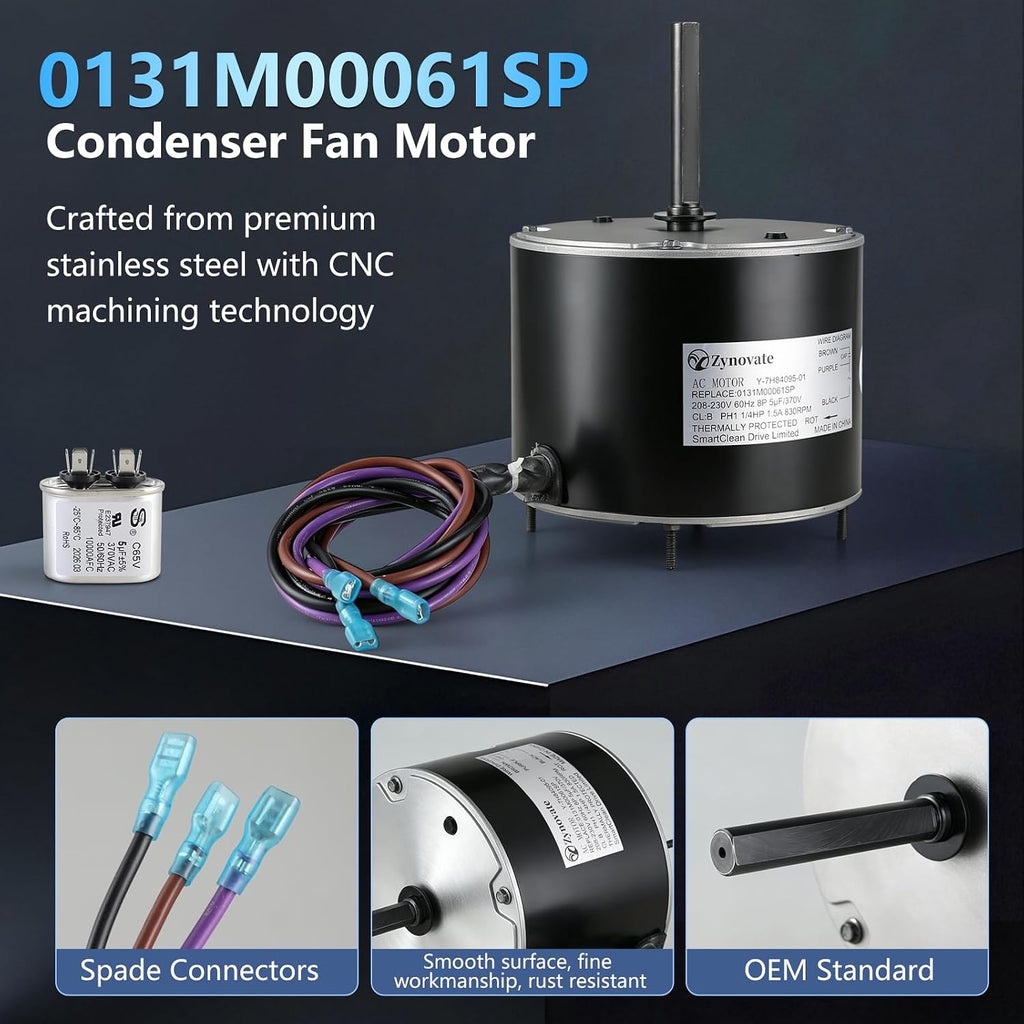 0131M00061SP Condenser Fan Motor 1/4 HP 208-230V 830RPM 1.5A AC Fan Motor