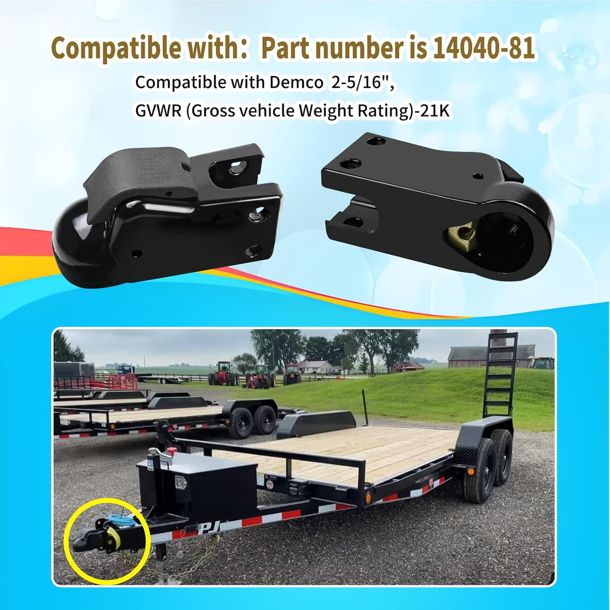 2-5/16" Ball EZ Latch Trailer Coupler Fit Demco 14040-81