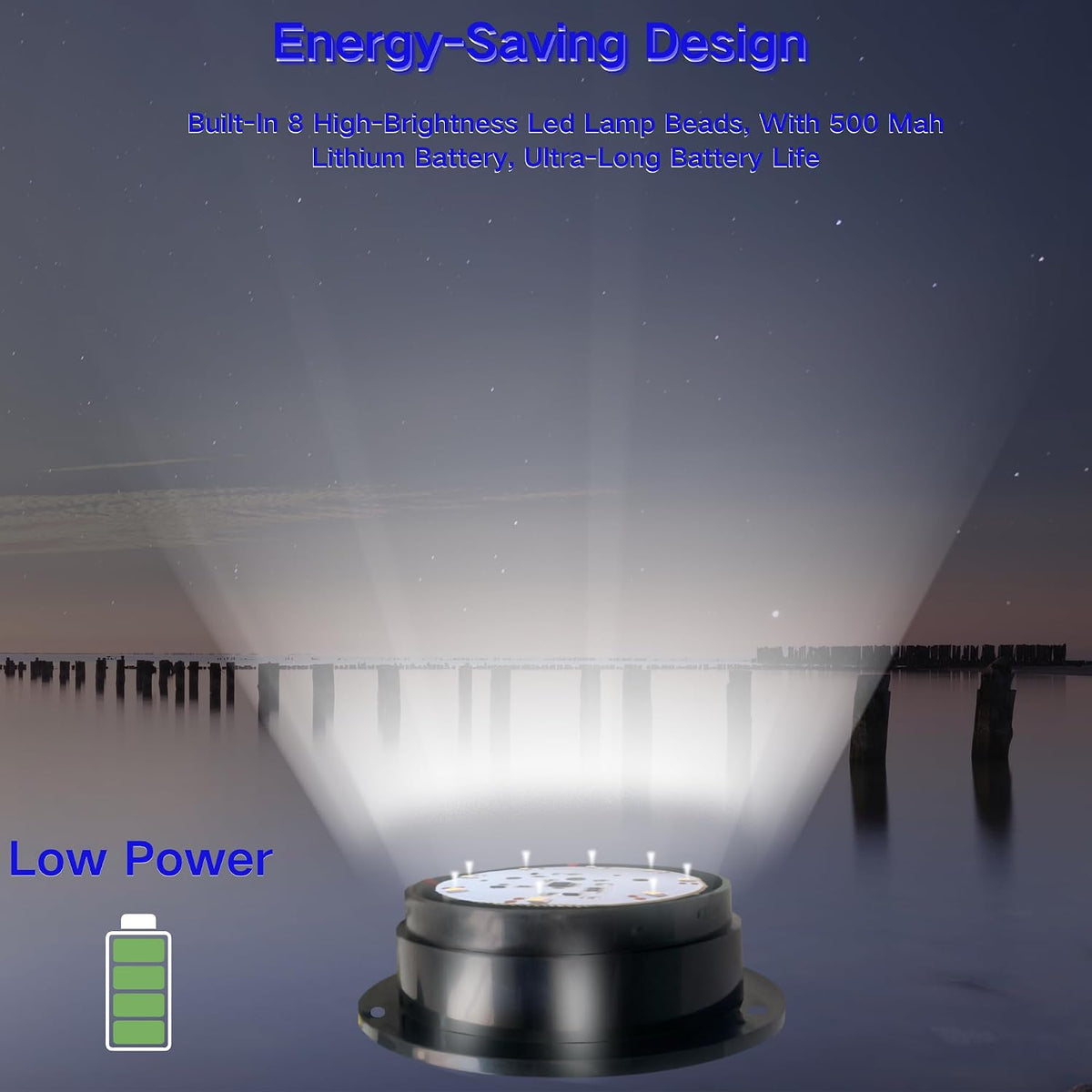 Cloud Fire LED Anchor Light for Boat Yacht, Magnetic Solar Powered White