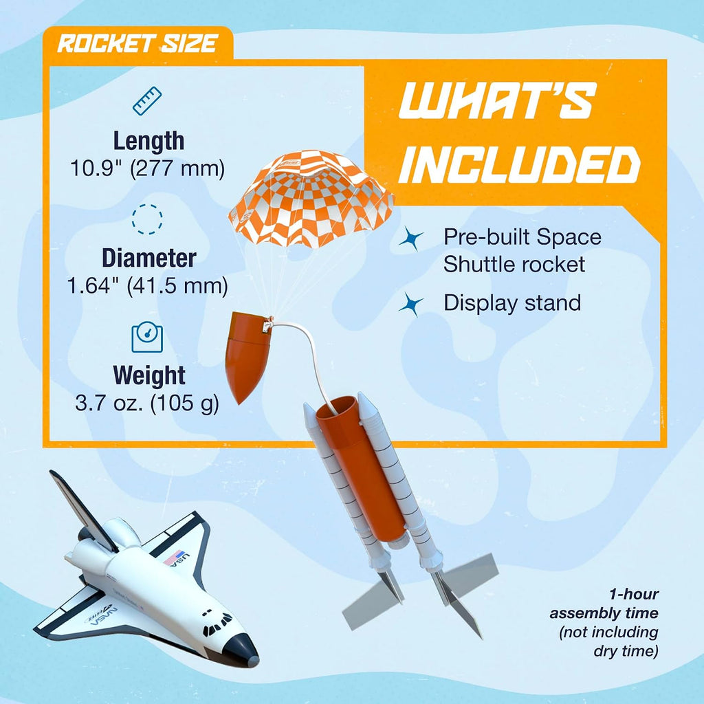 009991 Space Shuttle Model Rocket - Launch Up to 600 ft - Replica Rocket for Kids, Teens, & Adults - No Assembly