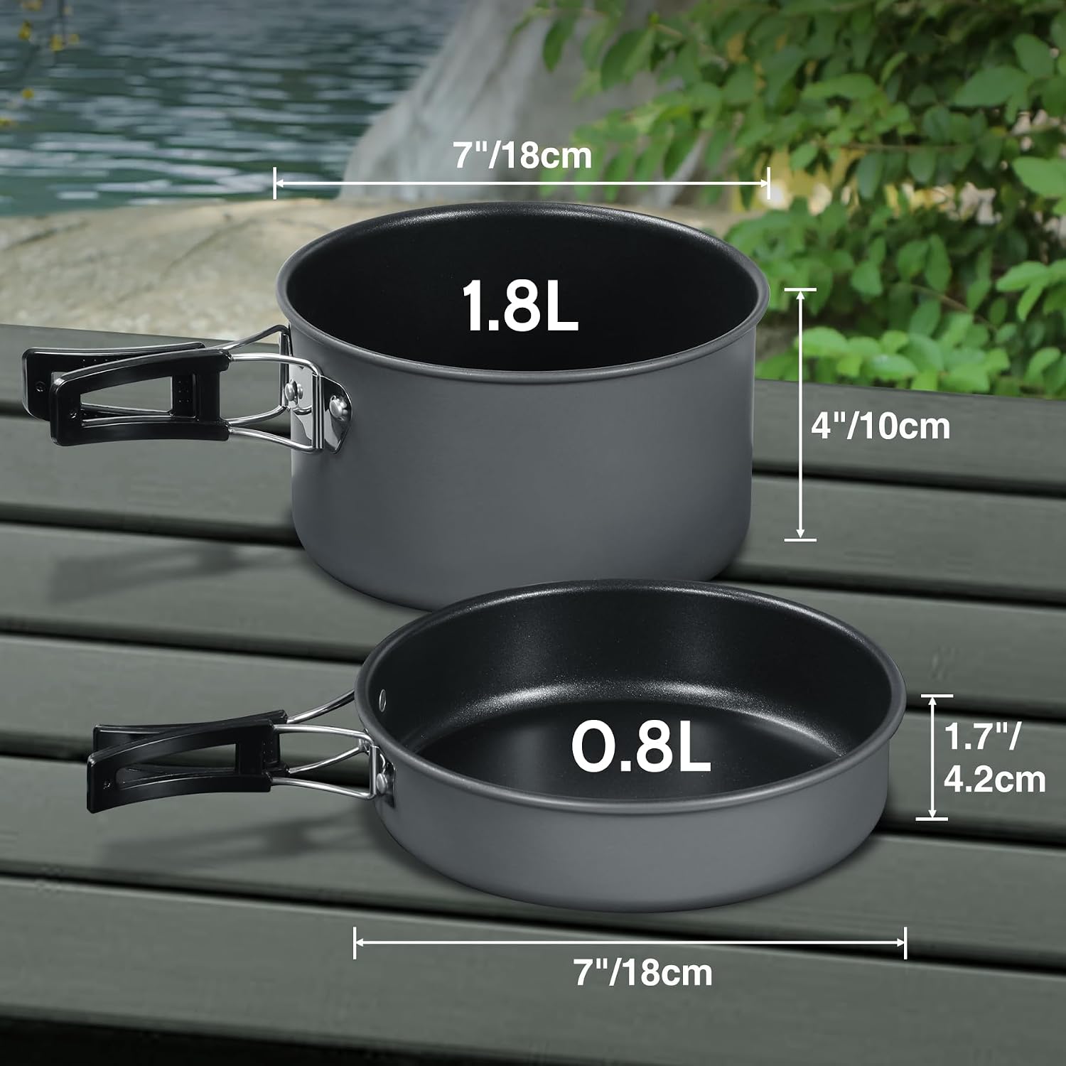 6/10/11/12/14/15/19 PCS Camping Cookware Mess Kit Camping Gear Campfire Utensils Lightweight Stackable Pot Pan Bowls