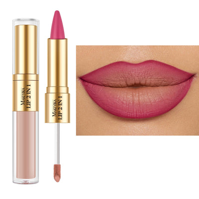 Purplish Red Lip Liner Nude Matte Liquid Lipstick Combo Women