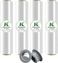 18" x 1500 Ft Stretch Shrink Wrap with Handle, 80 Gauge, 4 Pack