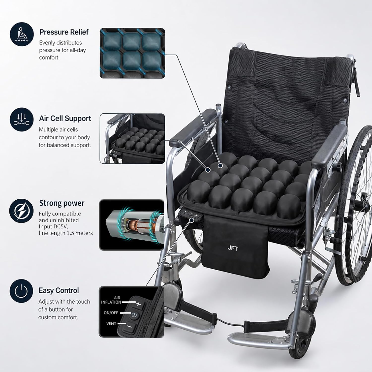 Automatic Inflatable Massage Seat Cushion for Wheelchairs, Office Chairs & Car Seats,Air Pads for Tailbone Pain