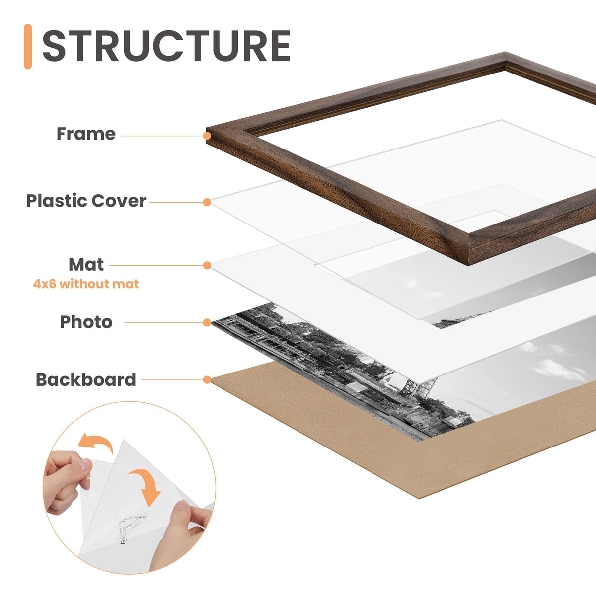 Picture Frames set of 19, Including 8x10, 5x7, 4x6 Brown Frame
