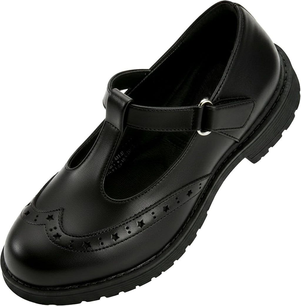 Girls School Shoes Mary Jane Shoes Uniform Dress Flats T-Strap Chunky Heel Round Toe Loafers Oxfords for Little/Big Kids