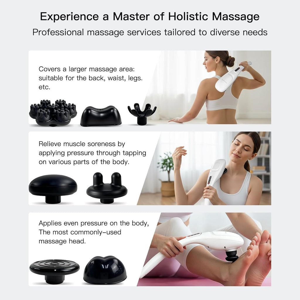 Cordless Back Massager for Shoulders, Waist, Legs, Rechargeable 3200mAh Battery, 5 Speed and 5 +2 Massage Nodes 5