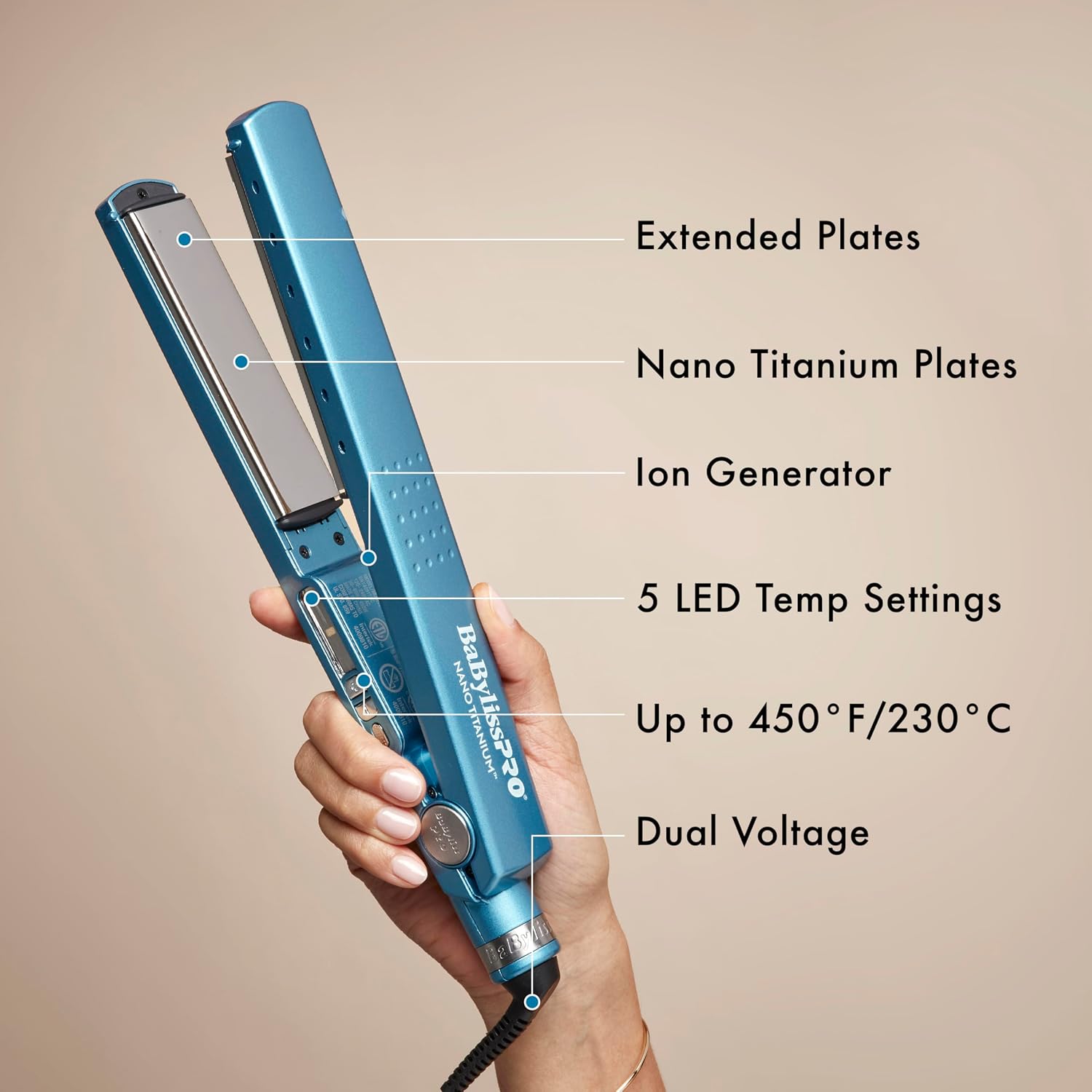 Nano Titanium Ionic Hair Straightener, Professional Flat Iron for All Hair Types