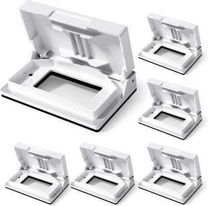 ELEGRP Horizontal Outdoor Cover for Decotative Receptacles, Weatherproof Wall Plate, Outdoor Electrical Outlet Cover, Standard Size 1-Gang 4.77” x 2.97”, Thermoplastic, 6 Pack, White