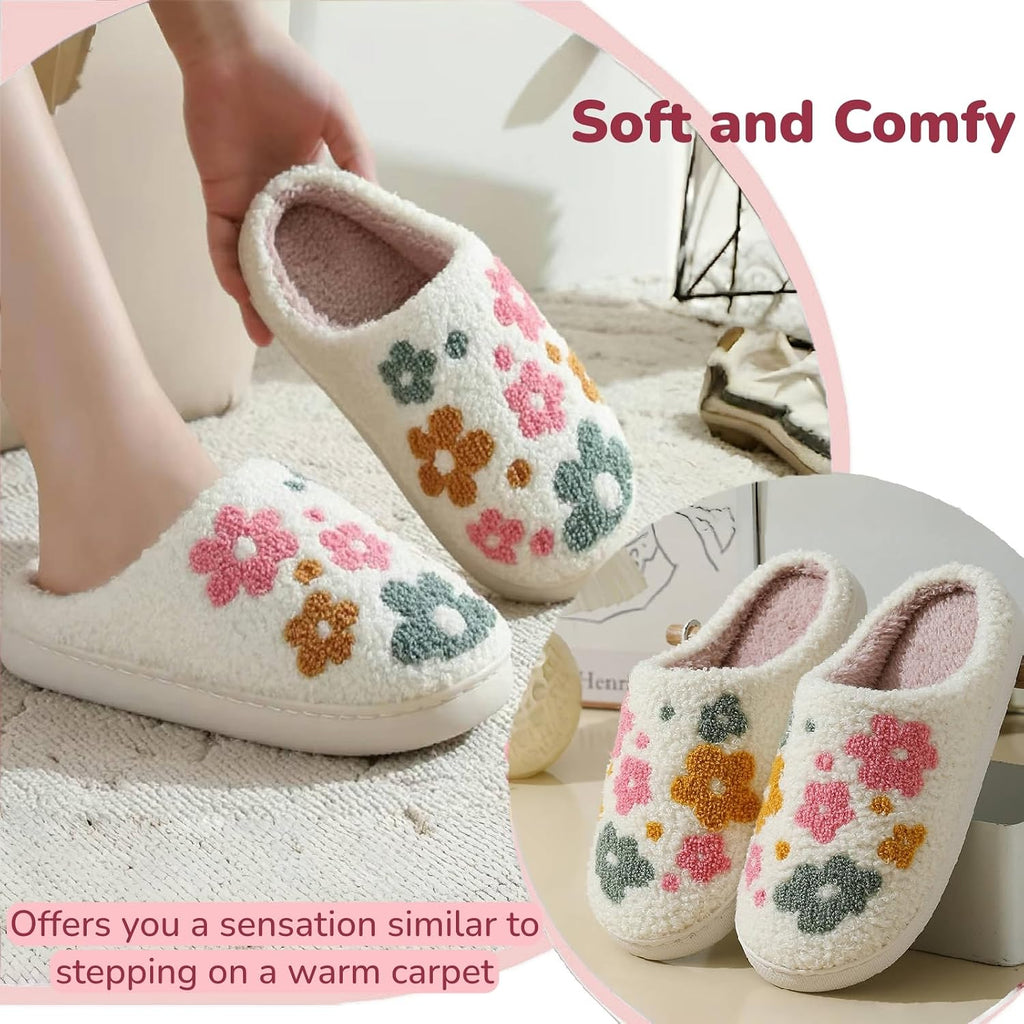 Cute House Slippers for Women Men Warm Cozy House Shoes Fuzzy Home Slippers with Memory Foam Indoor and Outdoor