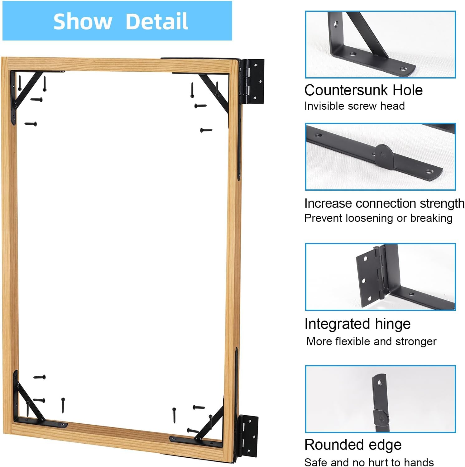 2 Sets Anti Sag Gate Kit Heavy Duty No Sag Kit Gate Corner Brace Bracket for Wooden Fence Gate with Self-Locking Gate