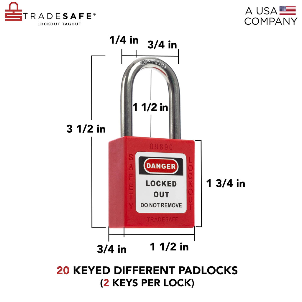 Lockout Tagout Locks Station with 20 Loto Locks Keyed Different