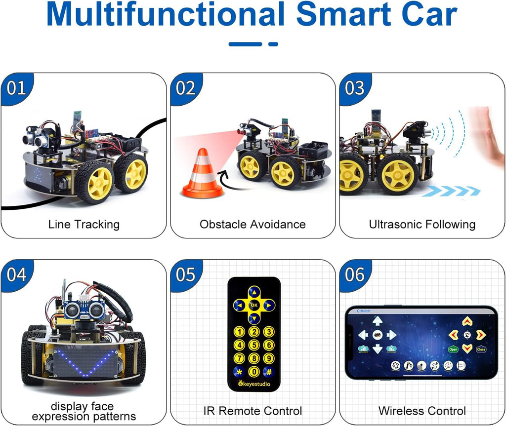 Smart Car Kit,4WD Programmable DIY Starter Kit for Arduino for Uno R3,Electronics Programming Project/STEM