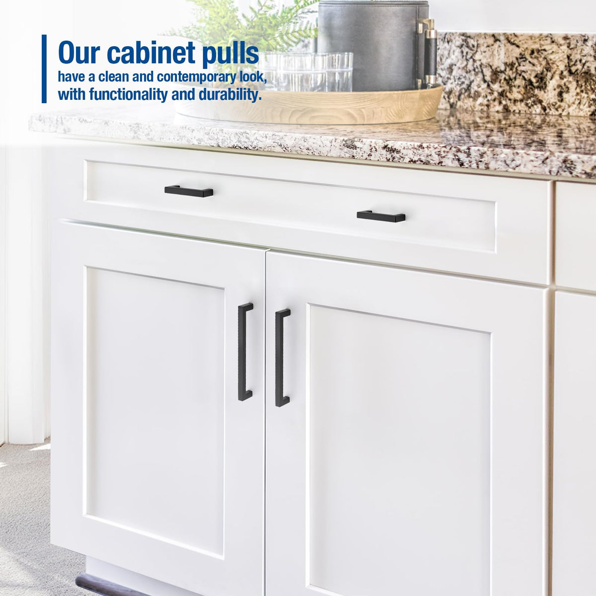 Black Cabinet Handles, 2 Pack Kitchen Handles, 3 Inch