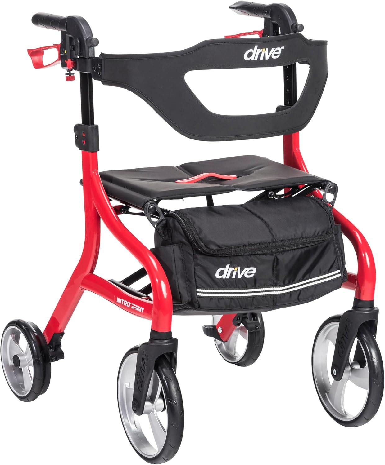 Nitro Sprint Foldable Rollator Walker with Seat - Lightweight Support - Large Wheels - Compact Folding Design