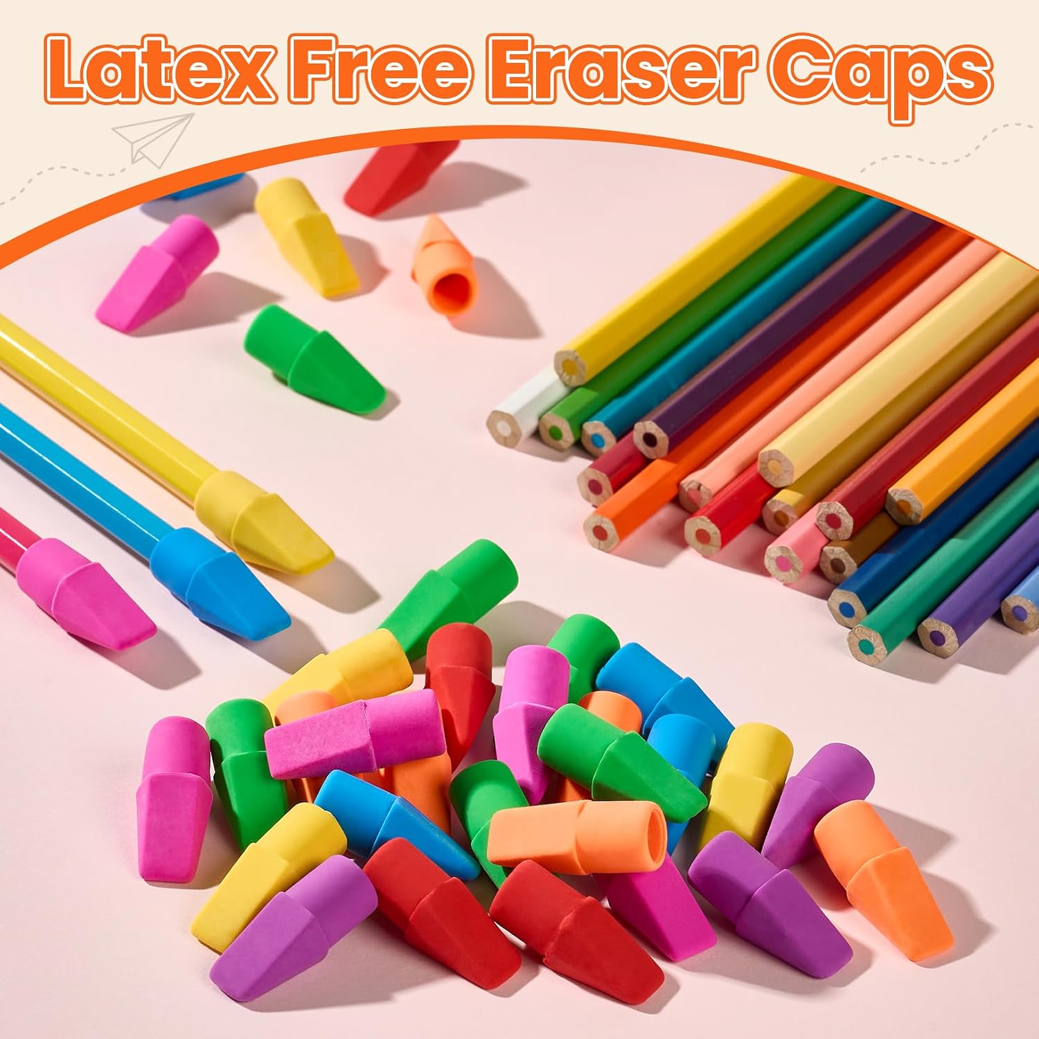 Erasers, 120 Pack Pencil Top Erasers, Cap Eraser Toppers Bulk 7-Color | Erasers Tops, Latex-Free, No-Smudge