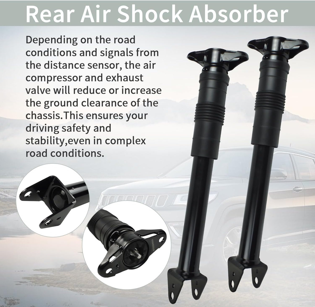 Pair of 2 Rear Complete Shock Absorber kit For 2006-2020 Jeep Grand Cherokee Dodge Durango 68069680AF 68069680AG 68069680AH w Sport or Eco Suspension