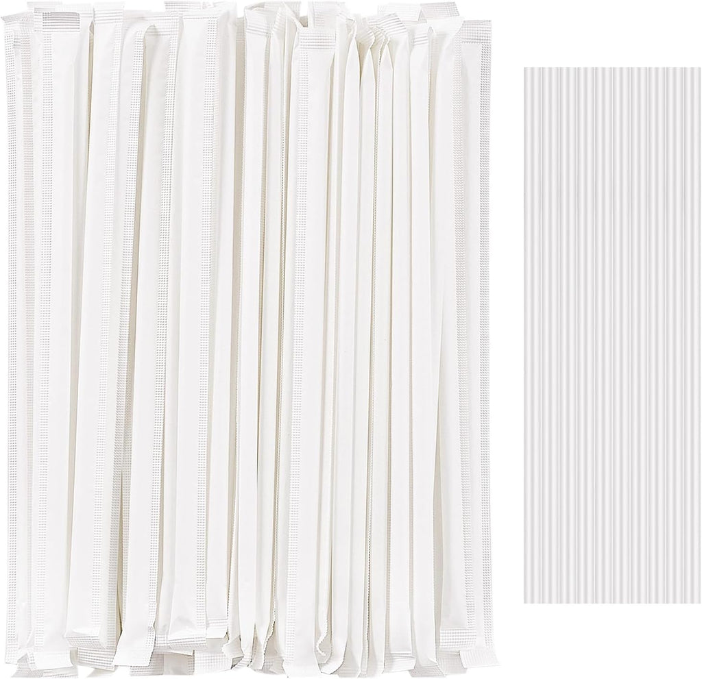 Individually Wrapped 100 Pcs Clear Plastic Straws, Disposable Drinking Straws, 8.26" Long and 0.23'' Diameter, BPA-Free