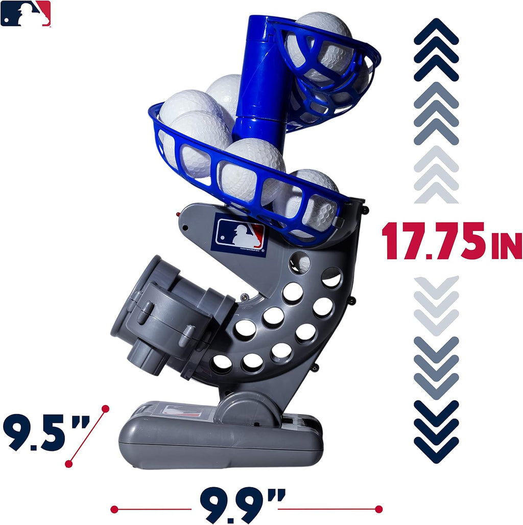 MLB Electronic Baseball Pitching Machine - Automatic Youth Pitching Machine with (6) Plastic Baseballs Included