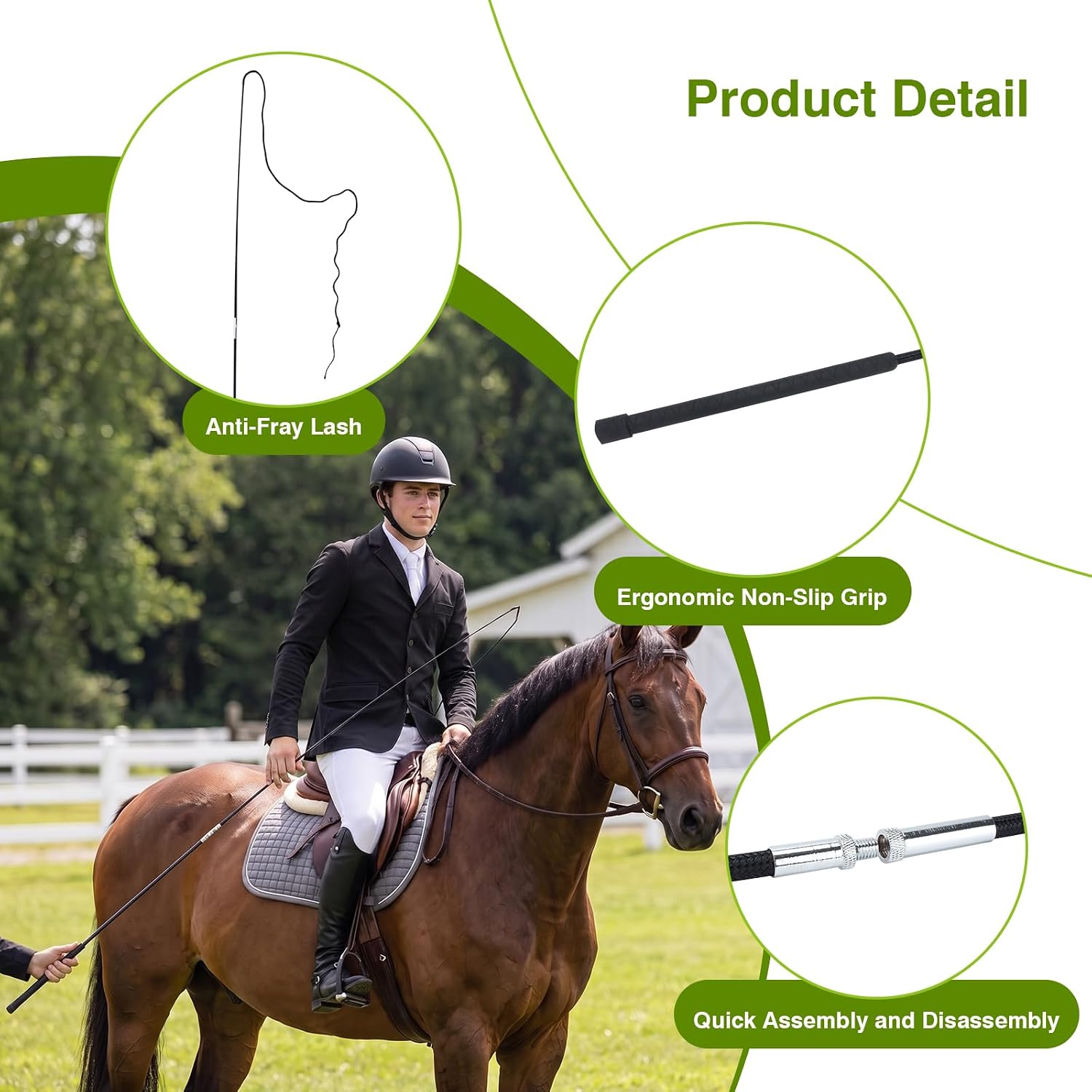 Detachable Horse Equestrian Lunge Whip Stick for Training