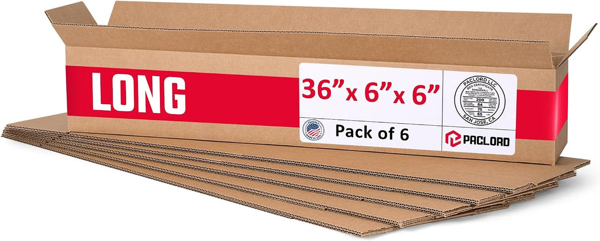 Long Cardboard Boxes 36"L x 6"W x 6"H, Pack of 6