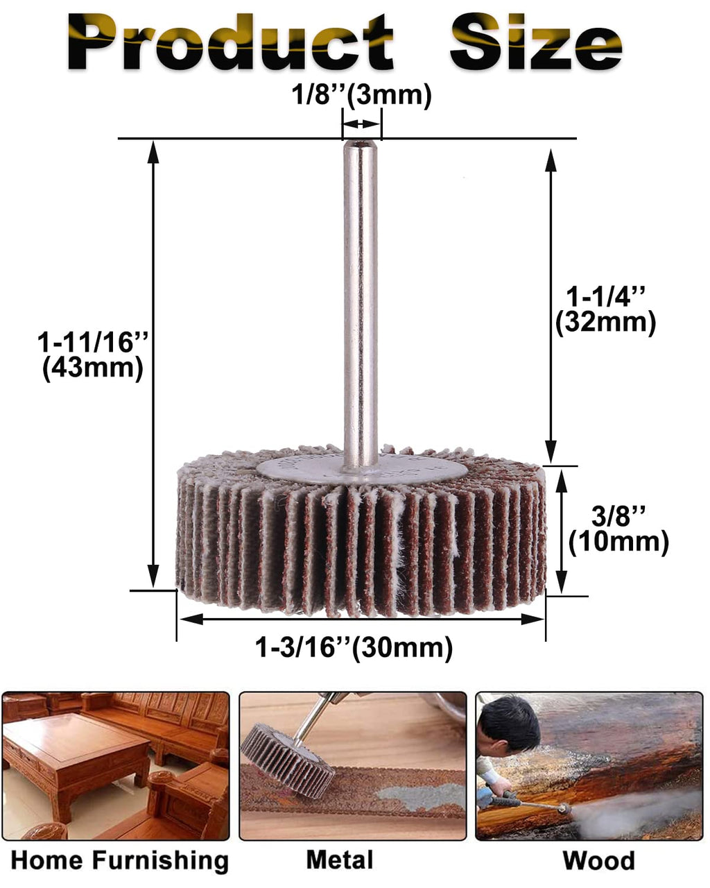 Rocaris 10 Pack Flap Wheel, 120 Grit for Rotary Tools