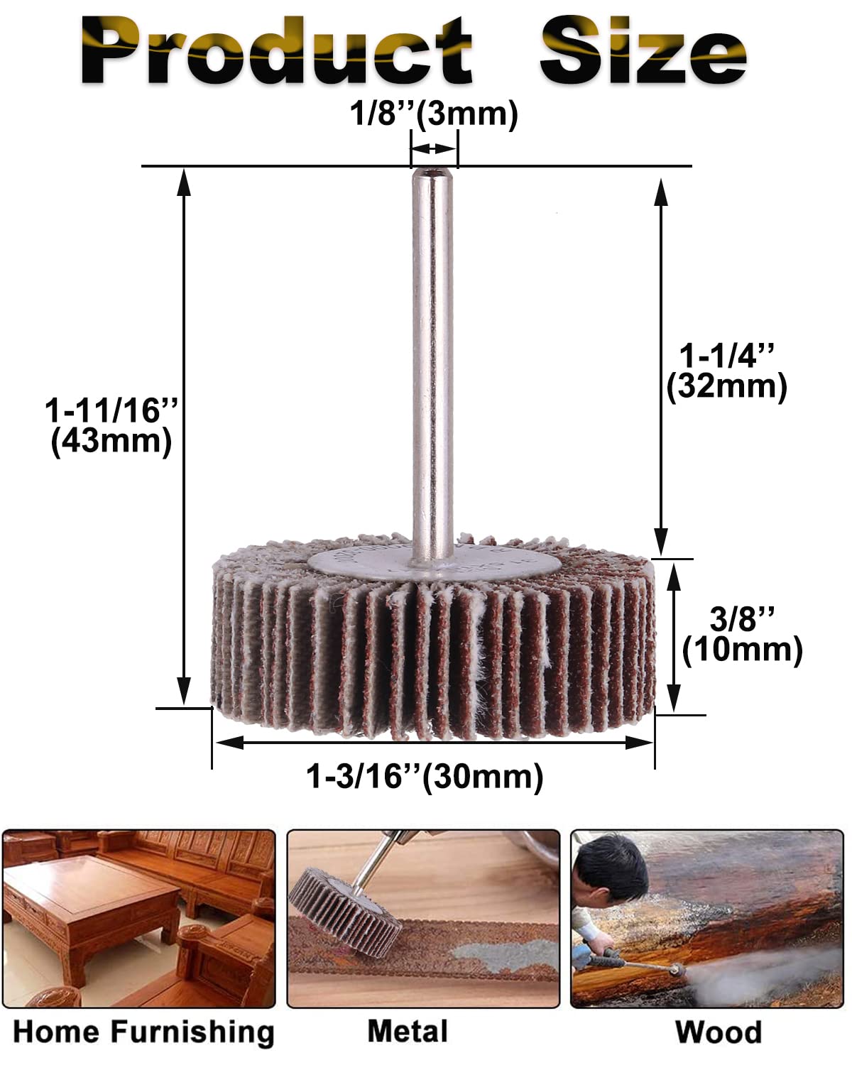 Rocaris 10 Pack Flap Wheel, 120 Grit for Rotary Tools