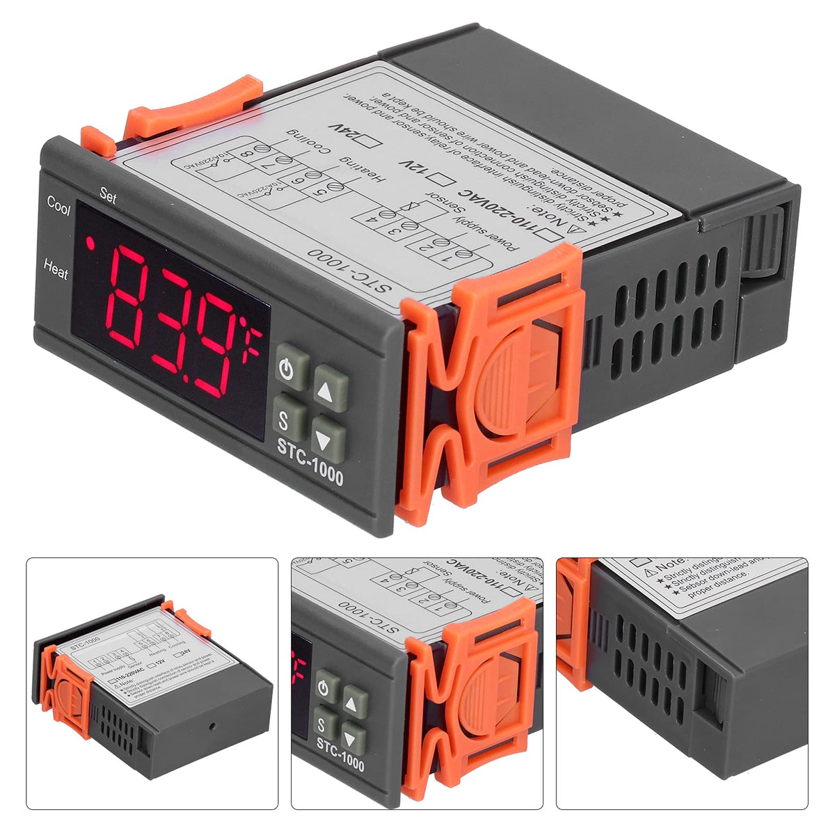 Digital Temperature Controller, -1000 Cooling and Heating Temperature Controller Digital Thermostat with Sensor for Temperature Measurement Temperature Control (12V)