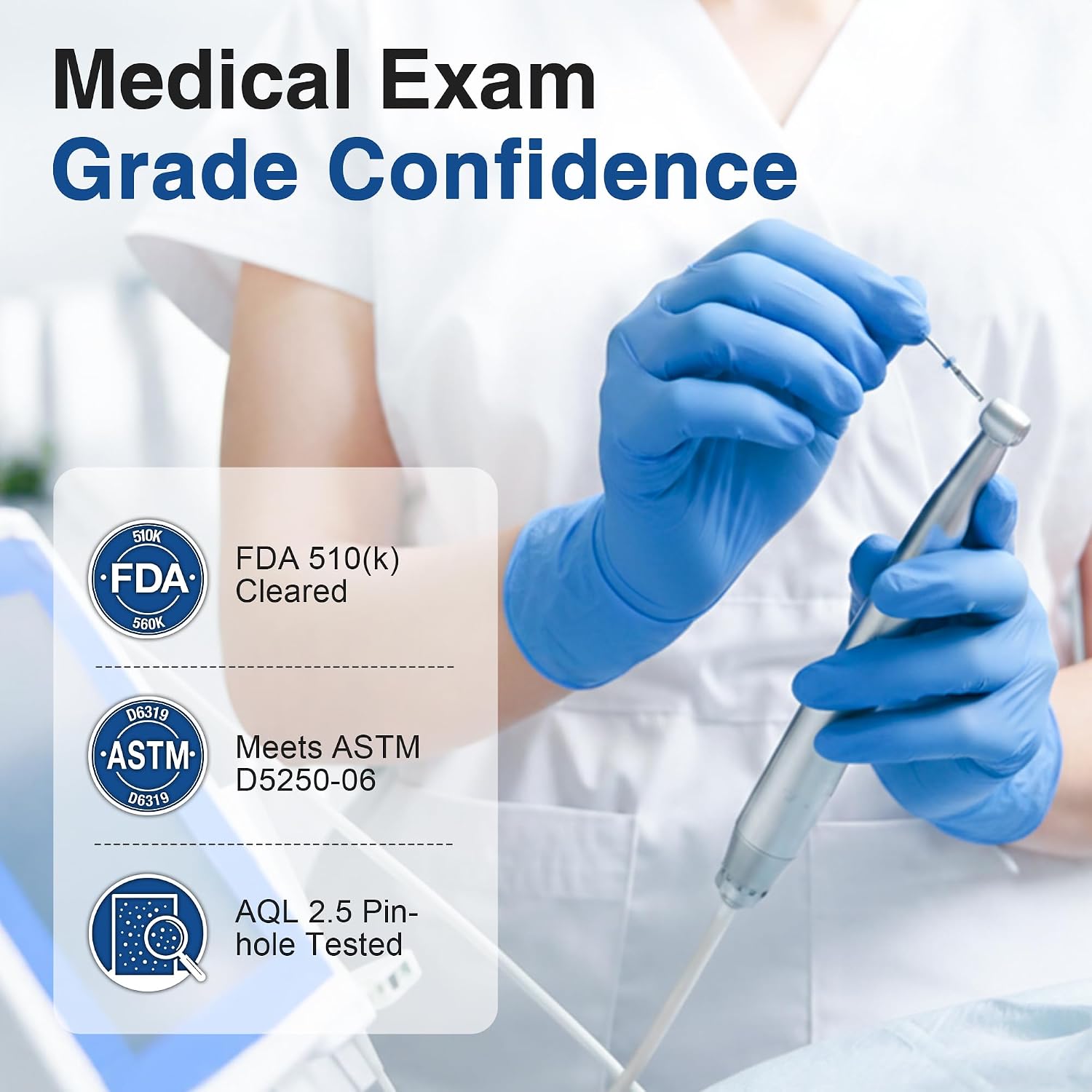 Medical Nitrile/Vinyl Blend Exam Gloves, Black Disposable | Latex&Powder free, Food Safe, Cleaning, Exam, Cooking