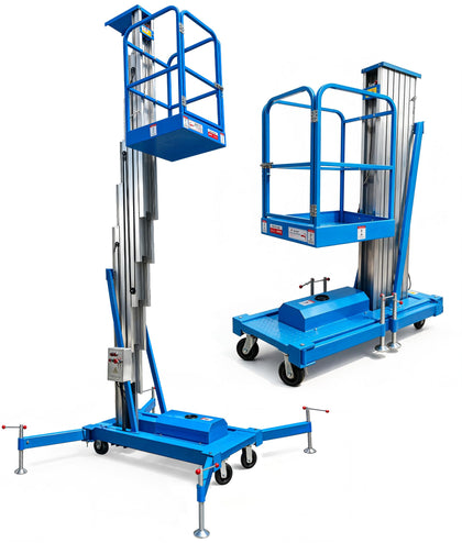 Electric Hydraulic Man Lift, Aluminum Alloy Scaffolding Platform with Overload Protection&Emergency‑Stop Button
