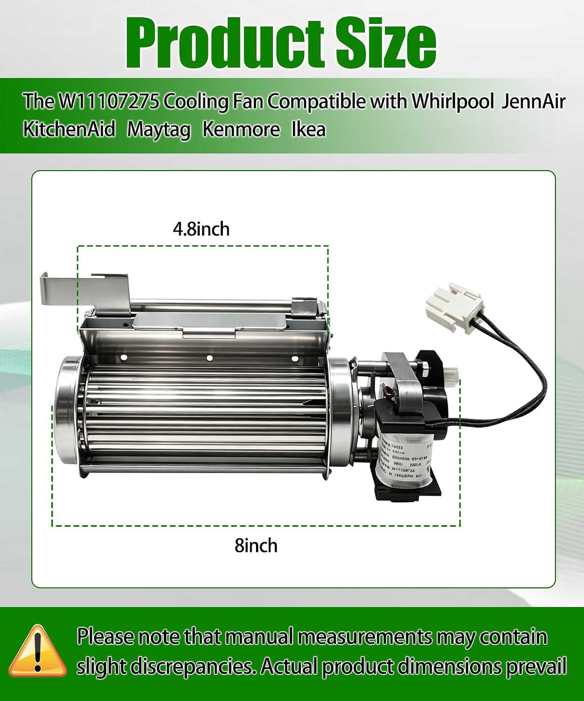 W11107275 Cooling Fan Blower Motor Compatible with Whirlpool JennAir KitchenAid Maytag and Kenmore Range Oven, W10162259 W10886304 PS12347171 AP6278015 EAP12347171 4546036
