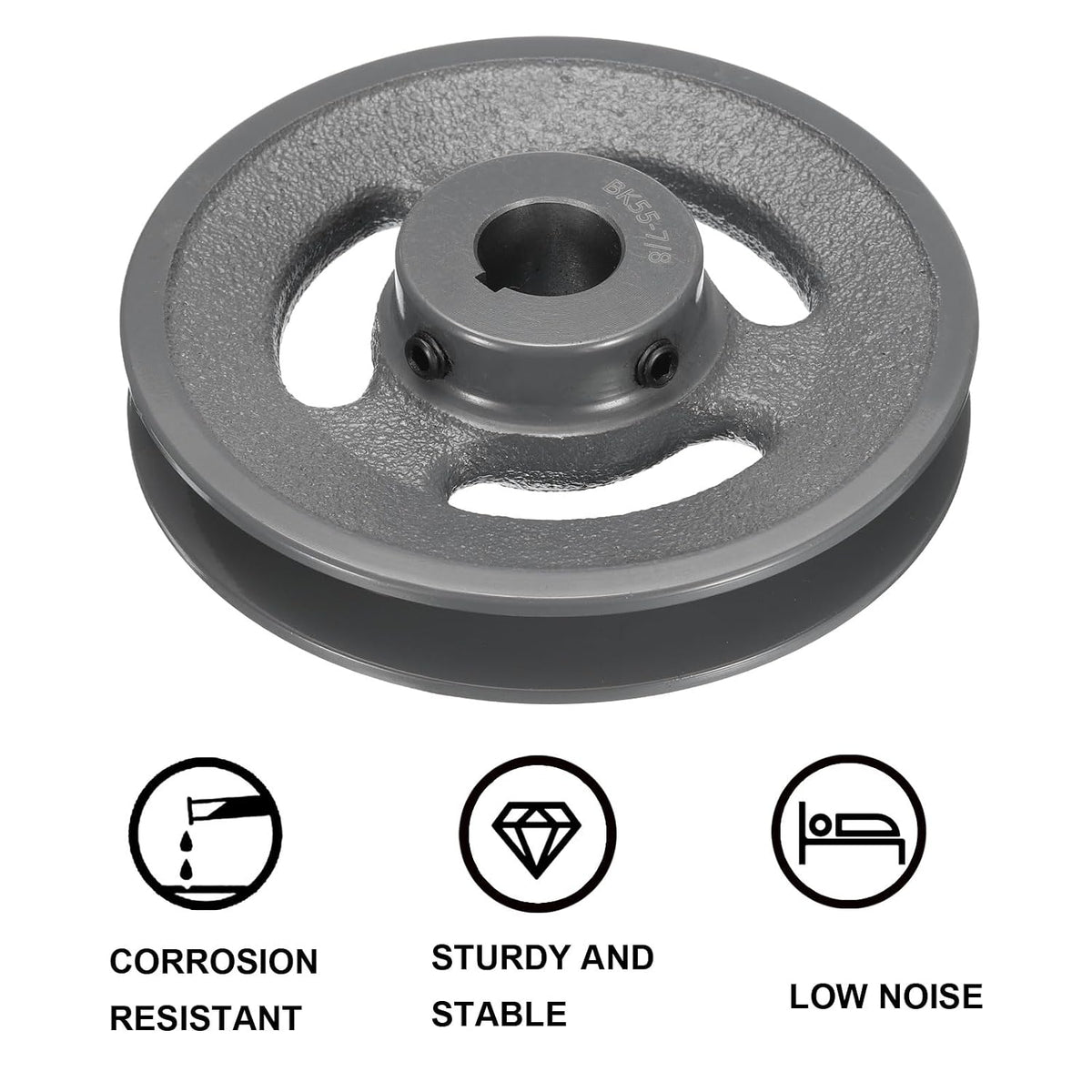 uxcell BK55-7/8 V-Belt Sheave 7/8"Bore 5.25"OD Single Groove Web Sheave Bored-to-Size Sheave, Cast Iron, Belt Section for 3L or B Belt