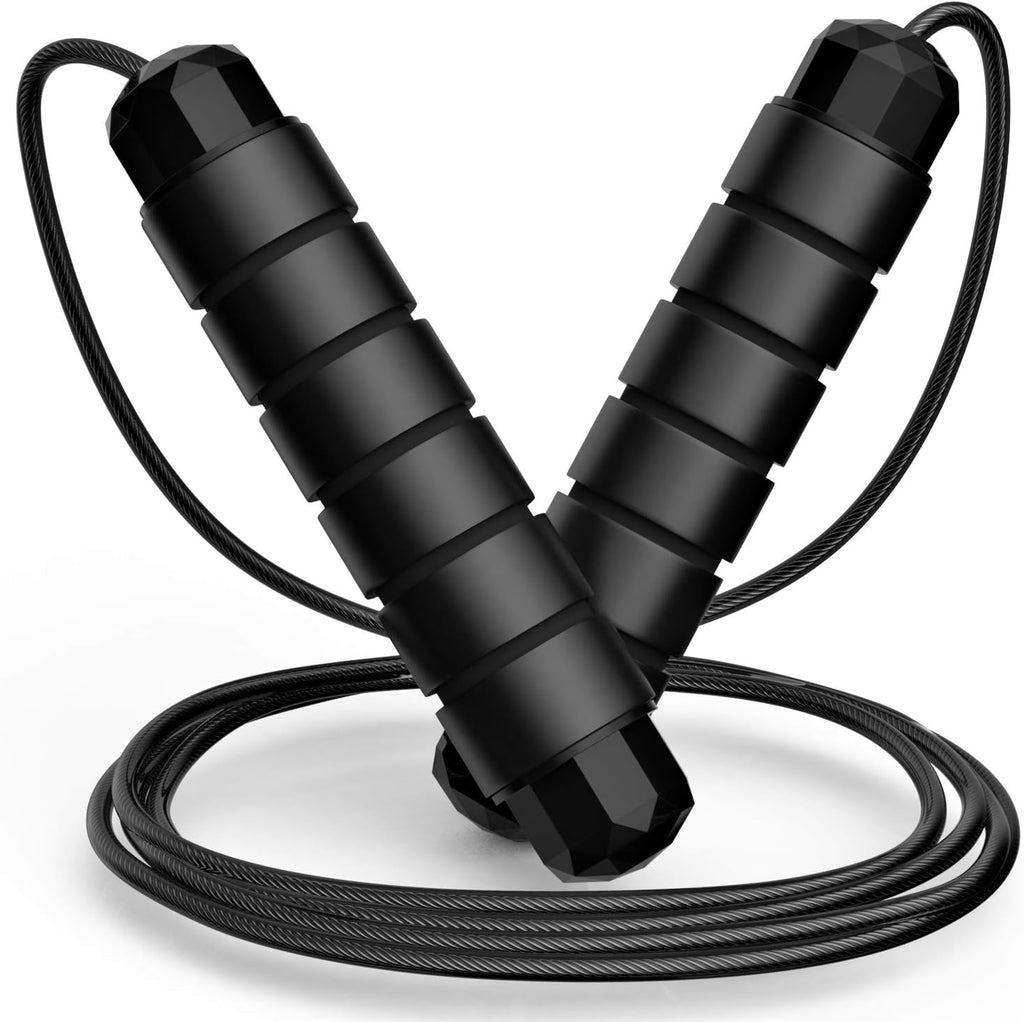 Jump Rope, Tangle-Free Rapid Speed Jumping Rope Cable with Ball Bearings for Women, Men, and Kids, Adjustable Steel