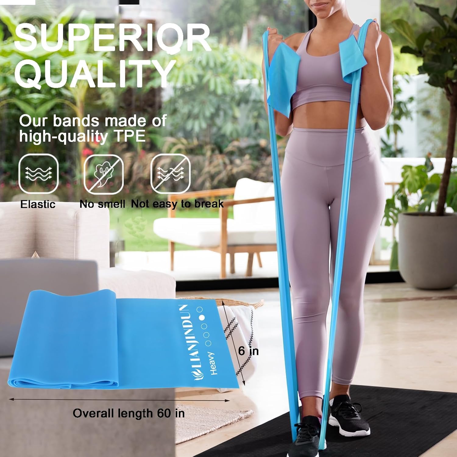 Resistance Bands for Working Out, Physical Therapy, Exercise, Pilates, Yoga | Latex-Free Stretch Bands for Women or